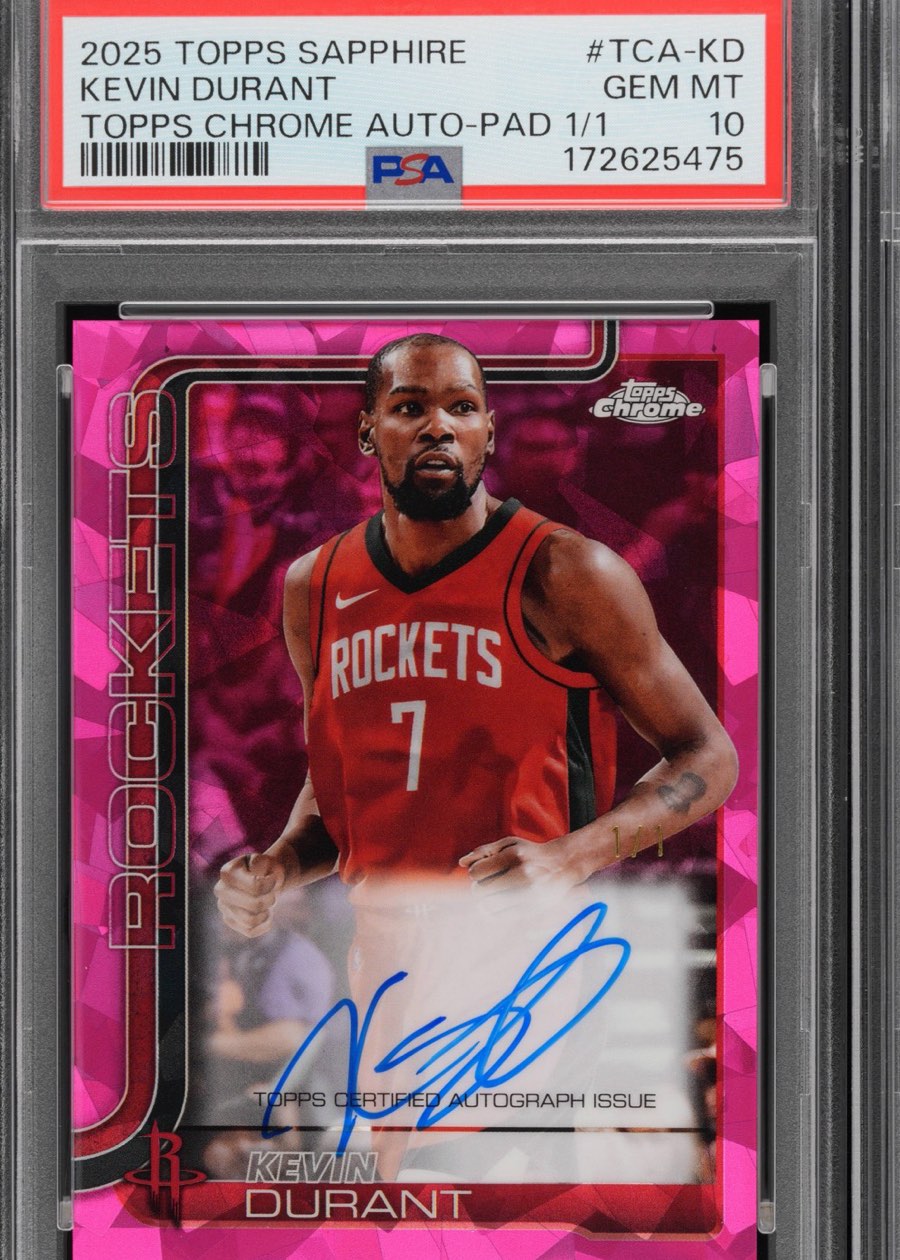 Kevin Durant &mdash; Chrome auto patch 1/1, 2025 Topps Sapphire